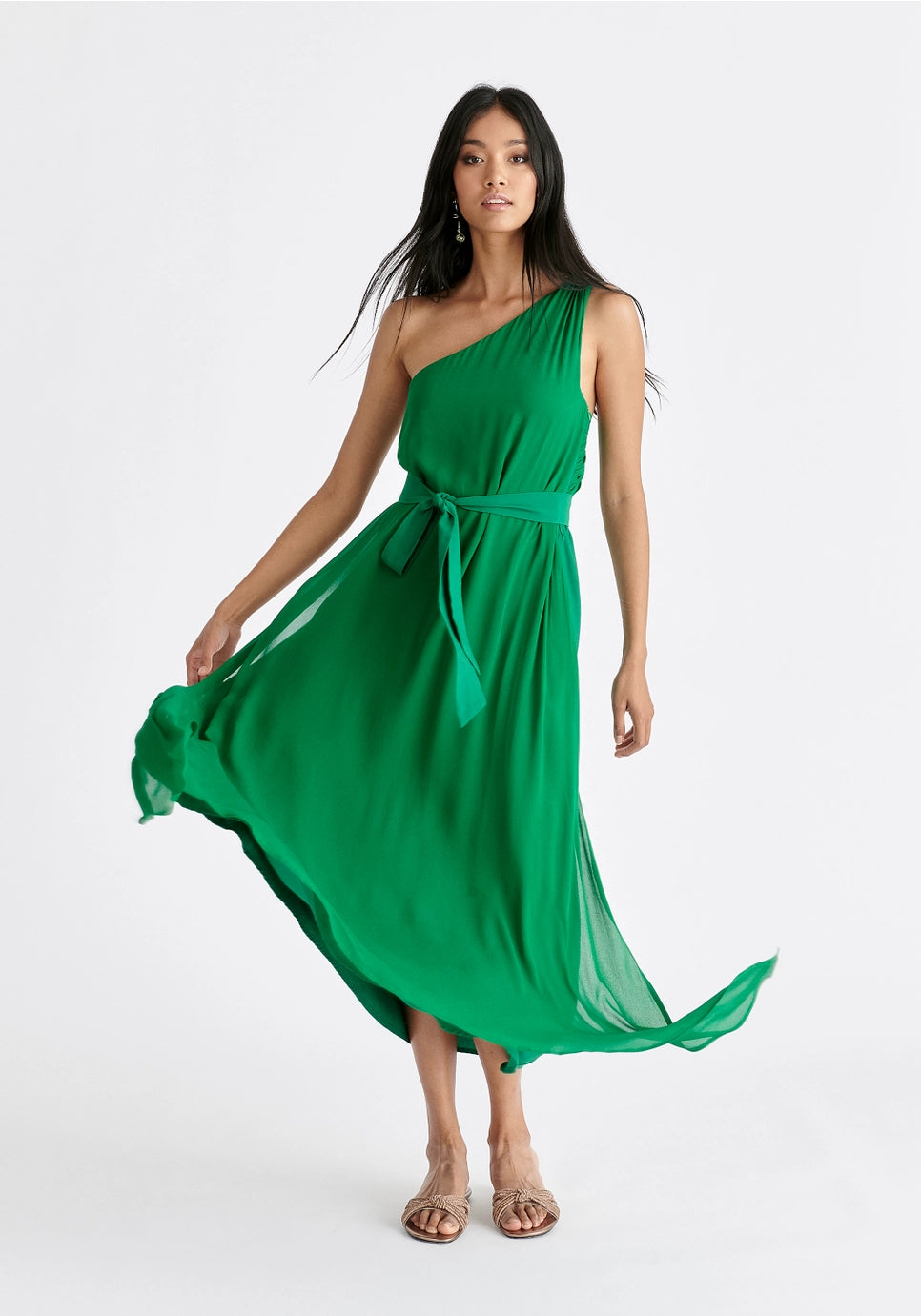 One Shoulder Layered Flowy Dress Berries and Blush One Shoulder Layered Flowy Dress Berries and Blush