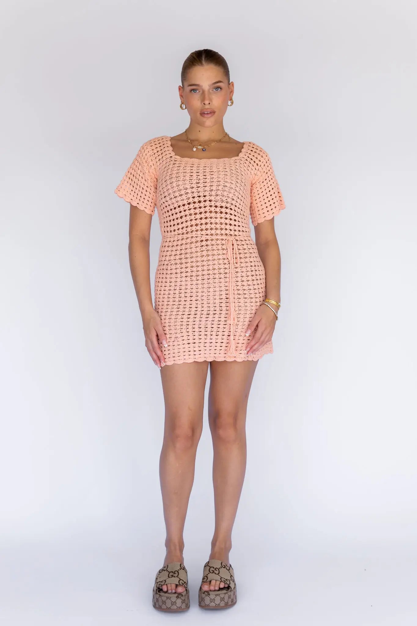 isabelle quinn crochet dress Isabelle Quinn Sadie Crochet Mini Dress Ivory Size AU 6